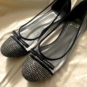 Stuart Weitzman clear and crystal ballet flats with bows
